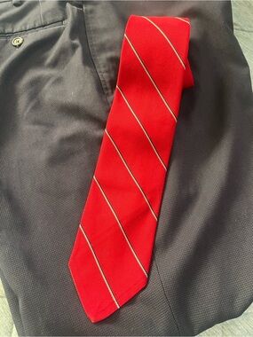 Vintage Robert Talbott Carmel By The Sea Silk Tie 3" Red Repp Stripe Preppy